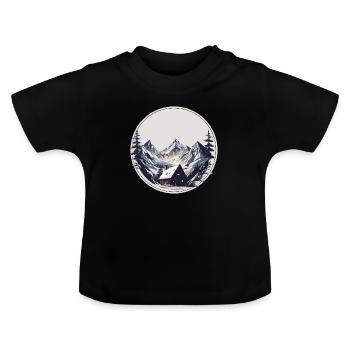Mountain hut - Baby Organic T-Shirt with Round Neck - black - Front