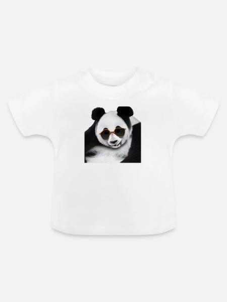 Panda hanging - Baby Bio-T-Shirt mit Rundhals - Weiß