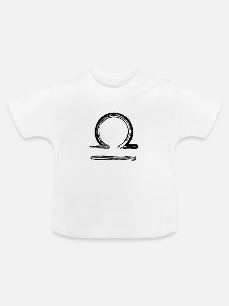 Zodiac Design LIBRA (Waage) - Baby Bio-T-Shirt mit Rundhals - Weiß