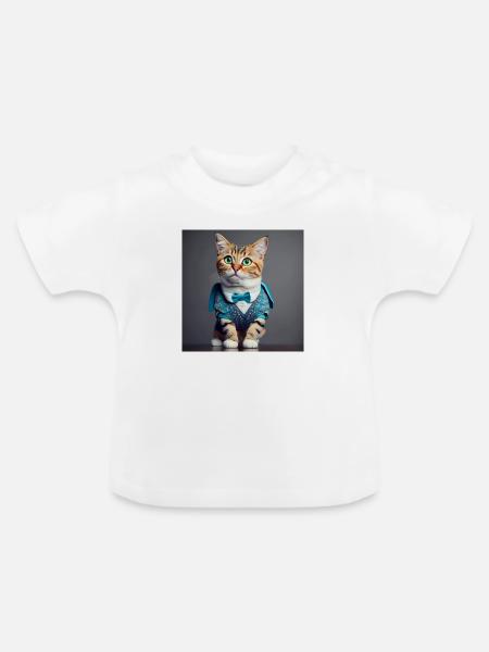 Katzengrüne Augen - Baby Bio-T-Shirt mit Rundhals - Weiß