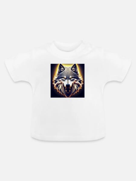 Wolfskopf - Baby Bio-T-Shirt mit Rundhals - Weiß