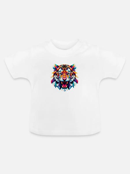 Illustration eines lebendigen Tiger-Logos - Baby Bio-T-Shirt mit Rundhals - Weiß