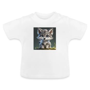 Bébé loup mignon - T-shirt bio col rond Bébé - blanc - Devant