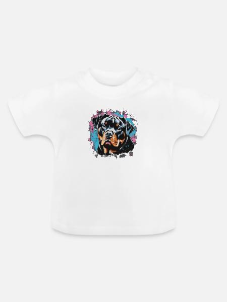 Rottweiler Graffiti Look - Baby Bio-T-Shirt mit Rundhals - Weiß