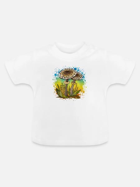 Pilze - Baby Bio-T-Shirt mit Rundhals - Weiß