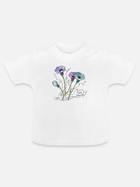 Blumen - Baby Bio-T-Shirt mit Rundhals - Weiß