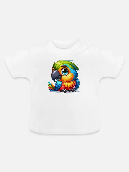 Fantasy Papagei - Baby Bio-T-Shirt mit Rundhals - Weiß