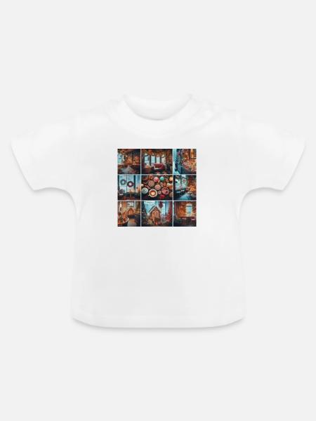 Winter Café - Baby Bio-T-Shirt mit Rundhals - Weiß