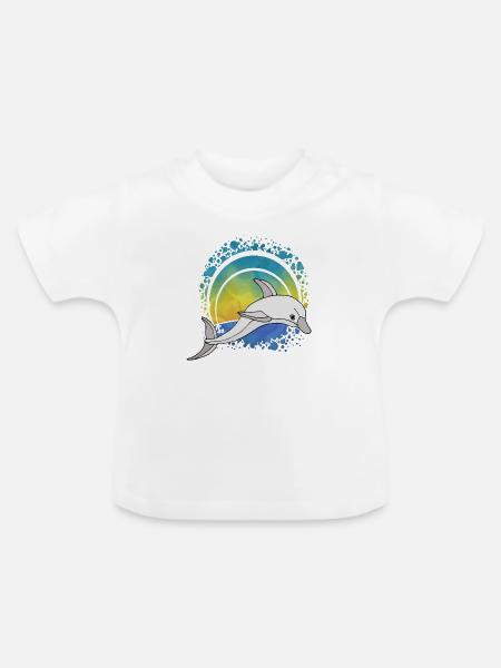 Delfin - Baby Bio-T-Shirt mit Rundhals - Weiß