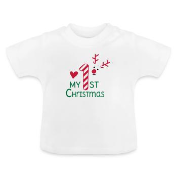 Mon premier Noël - T-shirt bio col rond Bébé - blanc - Devant