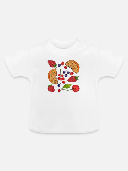 Obst - Baby Bio-T-Shirt mit Rundhals - Weiß