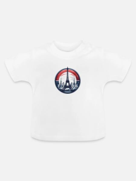 Paris Eiffelturm - Baby Bio-T-Shirt mit Rundhals - Weiß