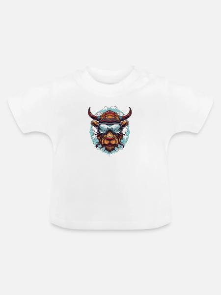 Bulle Stier Flieger Wintersport - Baby Bio-T-Shirt mit Rundhals - Weiß