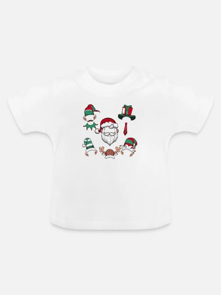 Weihnachtsmützen - Baby Bio-T-Shirt mit Rundhals - Weiß