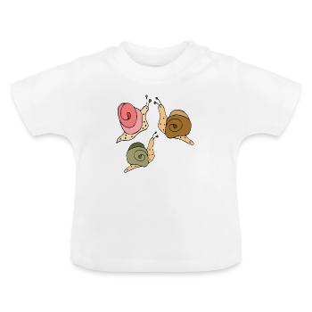 Schnecken - Baby Bio-T-Shirt mit Rundhals - Weiß - Vorne