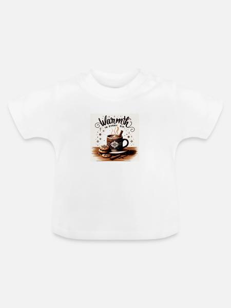 Warmth in every Sip - Baby Bio-T-Shirt mit Rundhals - Weiß