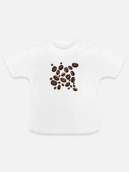 Kaffeebohnen Kaffee - Baby Bio-T-Shirt mit Rundhals - Weiß