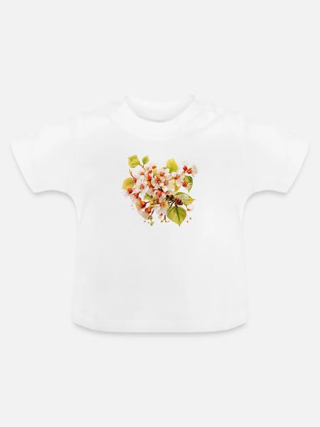 Blüten und Summen - Baby Bio-T-Shirt mit Rundhals - Weiß