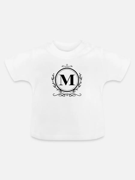 Buchstabe M Dekoration - Baby Bio-T-Shirt mit Rundhals - Weiß