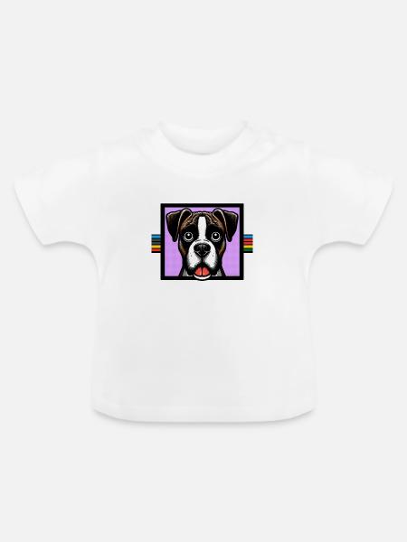 Boxerhund Kunst - Baby Bio-T-Shirt mit Rundhals - Weiß