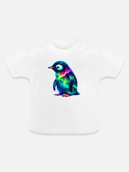 Aurora Borealis Pinguin - Baby Bio-T-Shirt mit Rundhals - Weiß