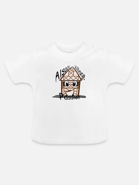 Elsässisches Haus - Baby Bio-T-Shirt mit Rundhals - Weiß