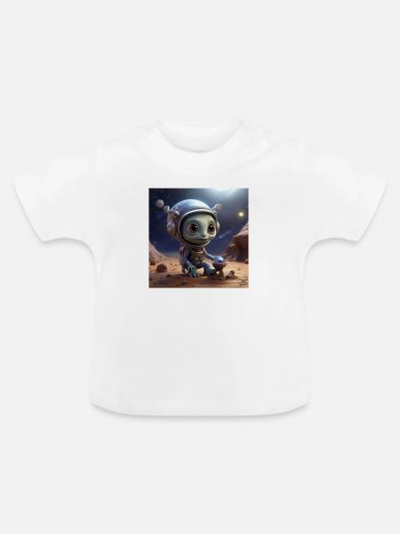 Lustiges Alien - Baby Bio-T-Shirt mit Rundhals - Weiß