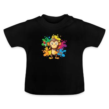 Jungle Junior: Playful Monkey Adventure - Baby Organic T-Shirt with Round Neck - black - Front