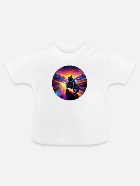 Motorrad Sonnenaufgang - Baby Bio-T-Shirt mit Rundhals - Weiß