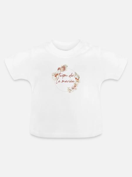 Brautteam Krone Boho Blumen - Baby Bio-T-Shirt mit Rundhals - Weiß