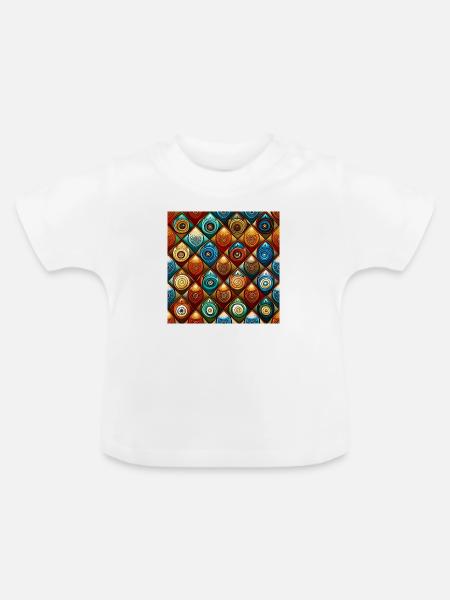 Nahtloses Ajrakh - Baby Bio-T-Shirt mit Rundhals - Weiß
