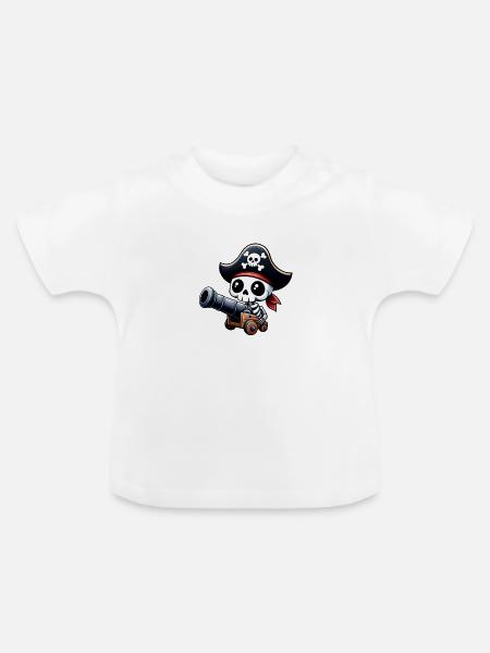 Pirat - Skelett - Baby Bio-T-Shirt mit Rundhals - Weiß