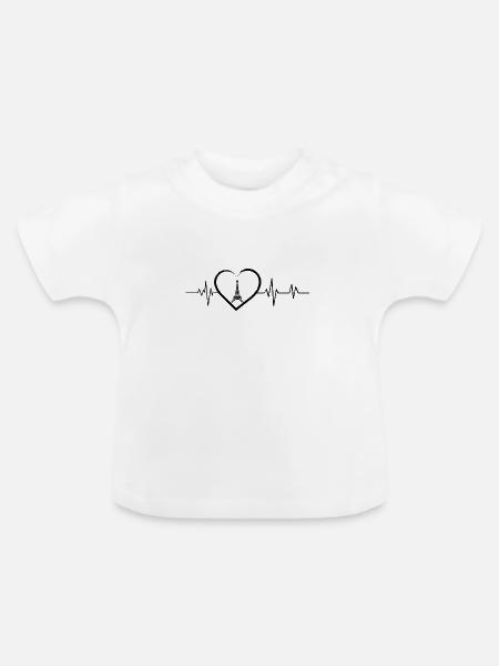 Herzschlag des Eiffelturms - Baby Bio-T-Shirt mit Rundhals - Weiß