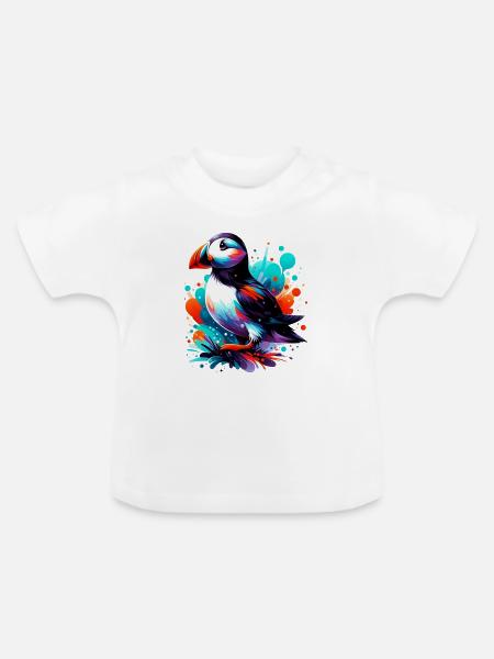 Papageitaucher - Baby Bio-T-Shirt mit Rundhals - Weiß
