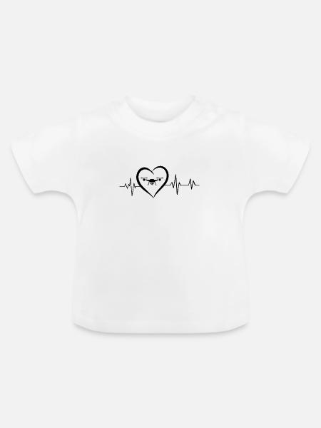 Herzschlag-Drohne - Baby Bio-T-Shirt mit Rundhals - Weiß