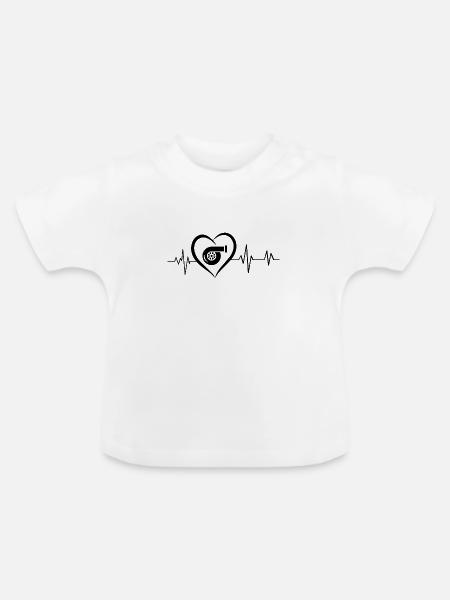 Turbo-Herzschlag - Baby Bio-T-Shirt mit Rundhals - Weiß