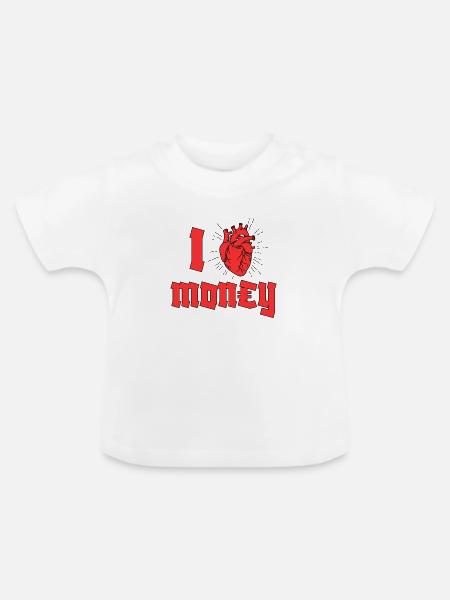Ich Herz Geld - Baby Bio-T-Shirt mit Rundhals - Weiß