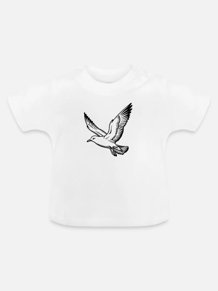 Möwe - Baby Bio-T-Shirt mit Rundhals - Weiß