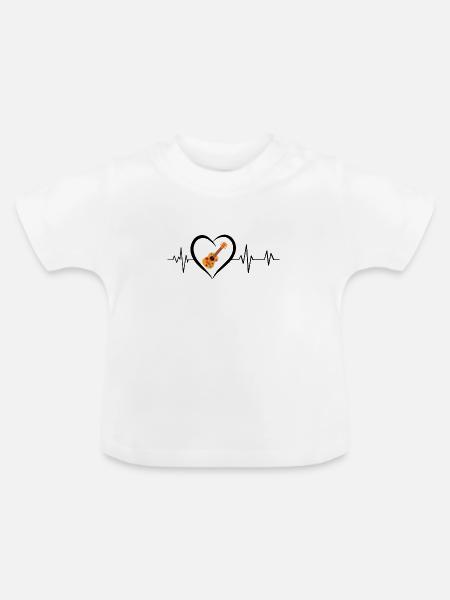 Ukulele Herzschlag - Baby Bio-T-Shirt mit Rundhals - Weiß