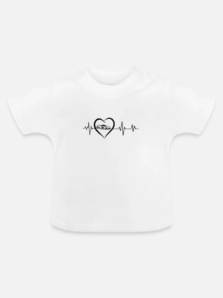 Herzschlag-Rennwagen - Baby Bio-T-Shirt mit Rundhals - Weiß