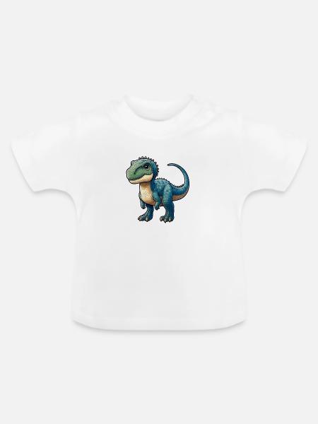 Wildtier-Dinosaurier - Baby Bio-T-Shirt mit Rundhals - Weiß
