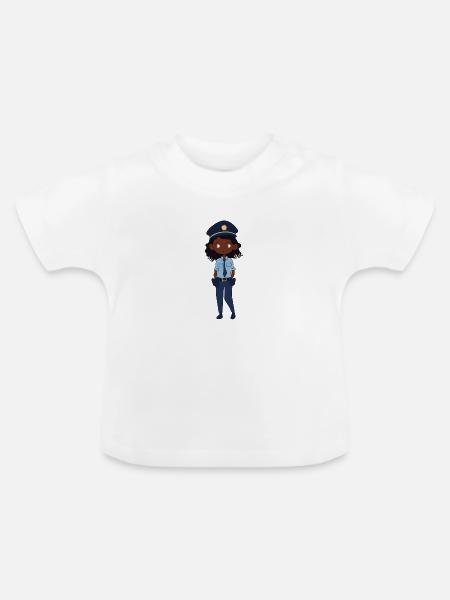 Polizistin - Baby Bio-T-Shirt mit Rundhals - Weiß