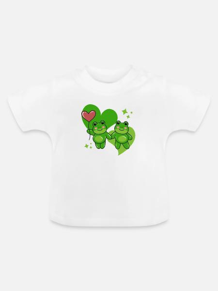 Verliebte Frösche - Baby Bio-T-Shirt mit Rundhals - Weiß