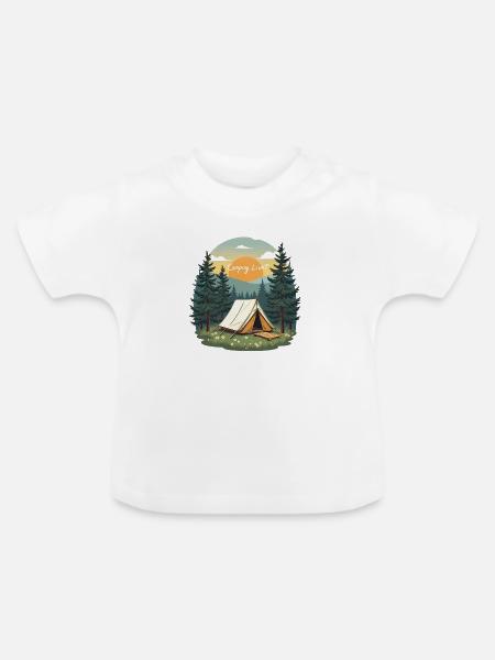 CAMPINGLEBEN - Baby Bio-T-Shirt mit Rundhals - Weiß