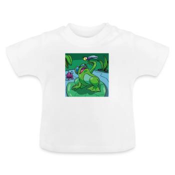 T-shirt motif for children & babies: frog & dragonfly - Baby Organic T-Shirt with Round Neck - white - Front