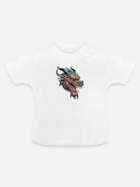 Drachen - Baby Bio-T-Shirt mit Rundhals - Weiß