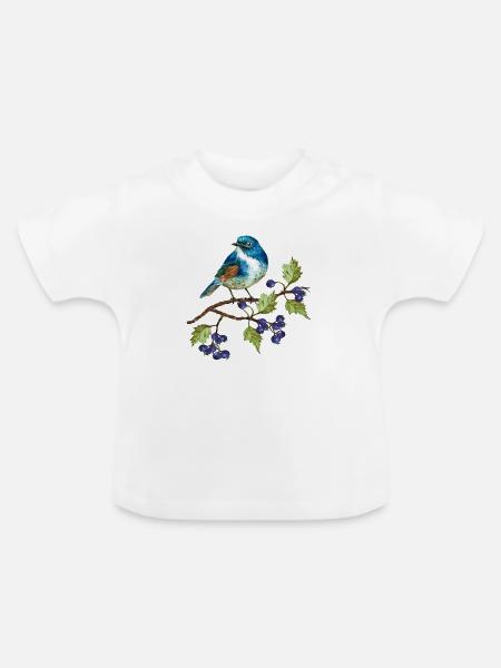 Bunter Vogel - Baby Bio-T-Shirt mit Rundhals - Weiß