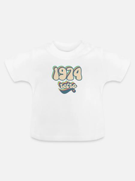 1974 Retro Geschenkidee - Baby Bio-T-Shirt mit Rundhals - Weiß