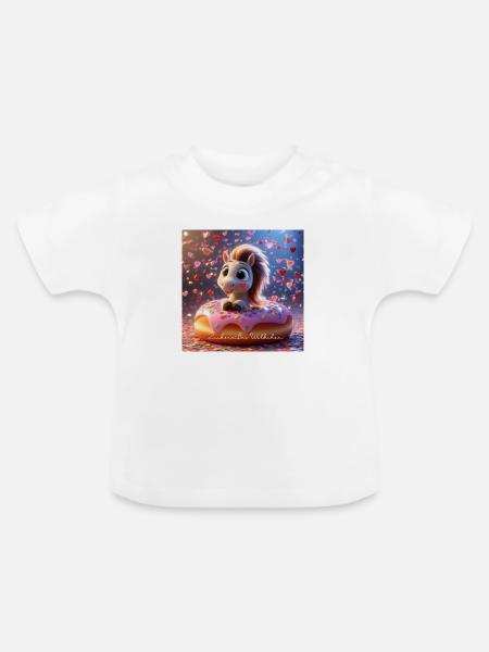 Zuckerwölkchen super süß - Baby Bio-T-Shirt mit Rundhals - Weiß