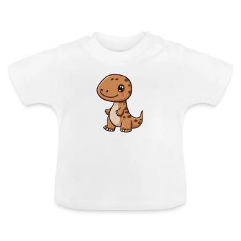 Little Dinosaur - Dinos Design - Baby Organic T-Shirt with Round Neck - white - Front